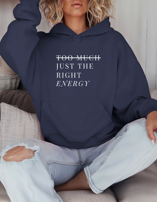 Too Much Just The Right Energy Hooded Sweatshirt